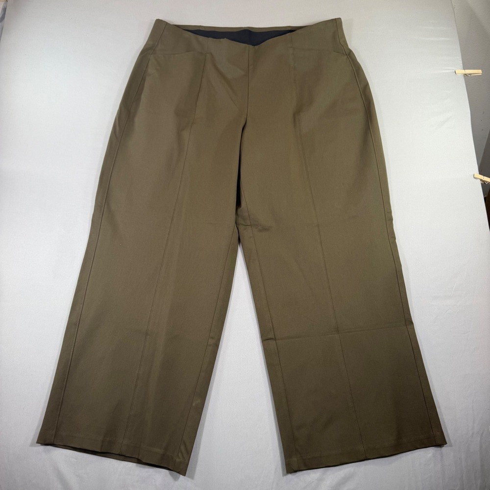 Old Navy Pants Womens 2X Pixie Wide Leg High Rise Olive Green Comfort Waistband